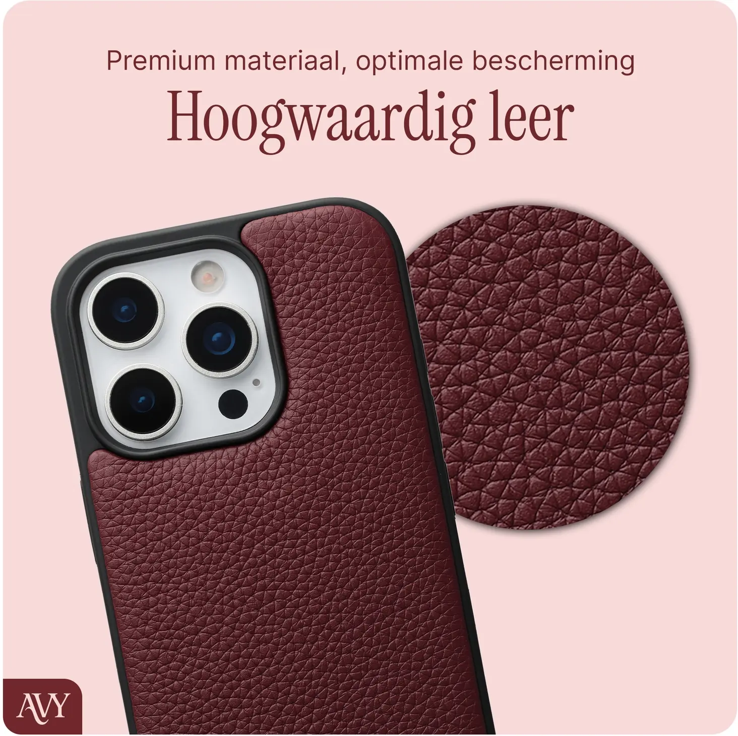 AVY Apple iPhone 16 Pro Max - Essential Kit - Burgundy - Rocher Pink afbeelding 4