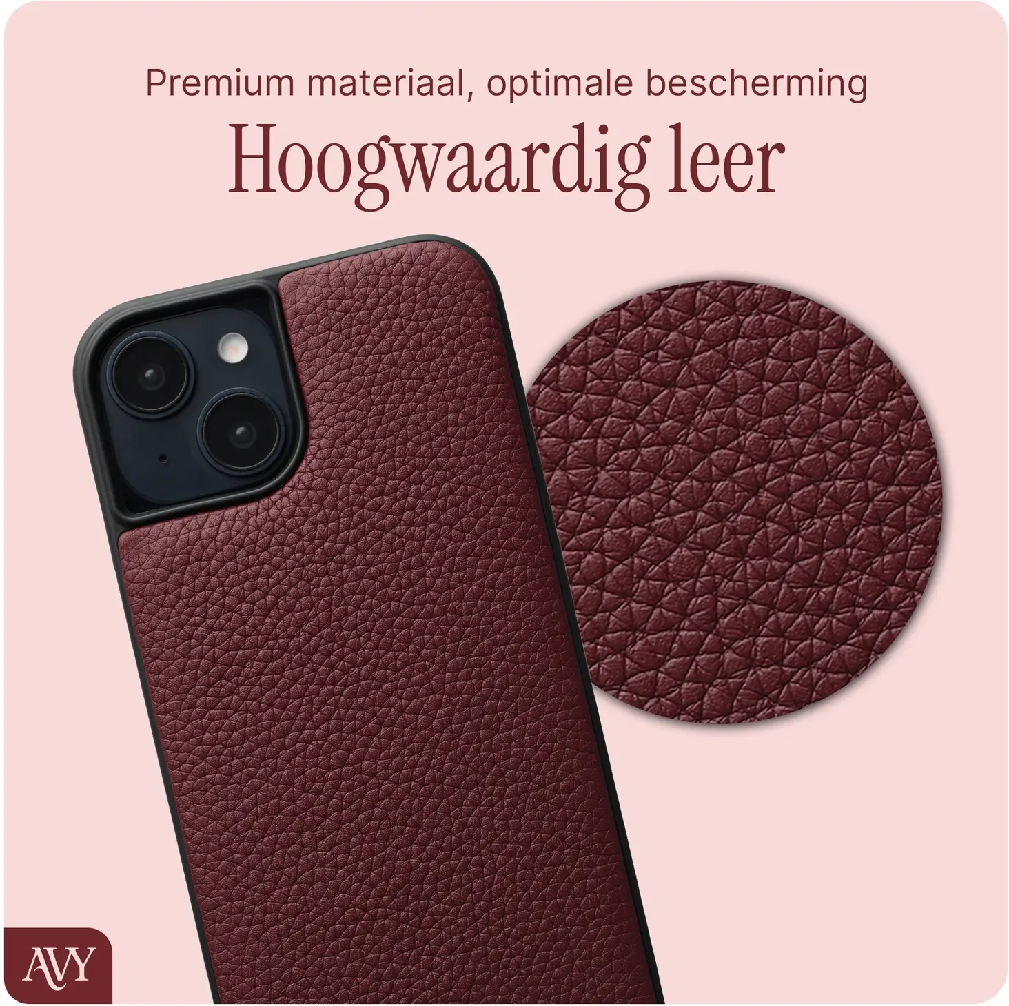 AVY Apple iPhone 15 - Essential Kit - Burgundy - Rocher Pink afbeelding 4