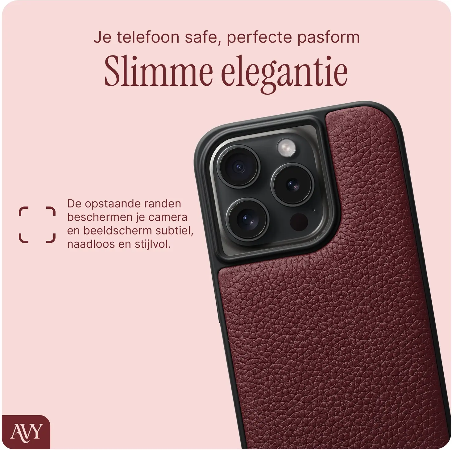 AVY Apple iPhone 15 Pro - Essential Kit - Burgundy - Rocher Pink afbeelding 9