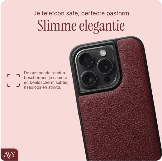 AVY Apple iPhone 15 Pro - Essential Kit - Burgundy - Rocher Pink afbeelding 9