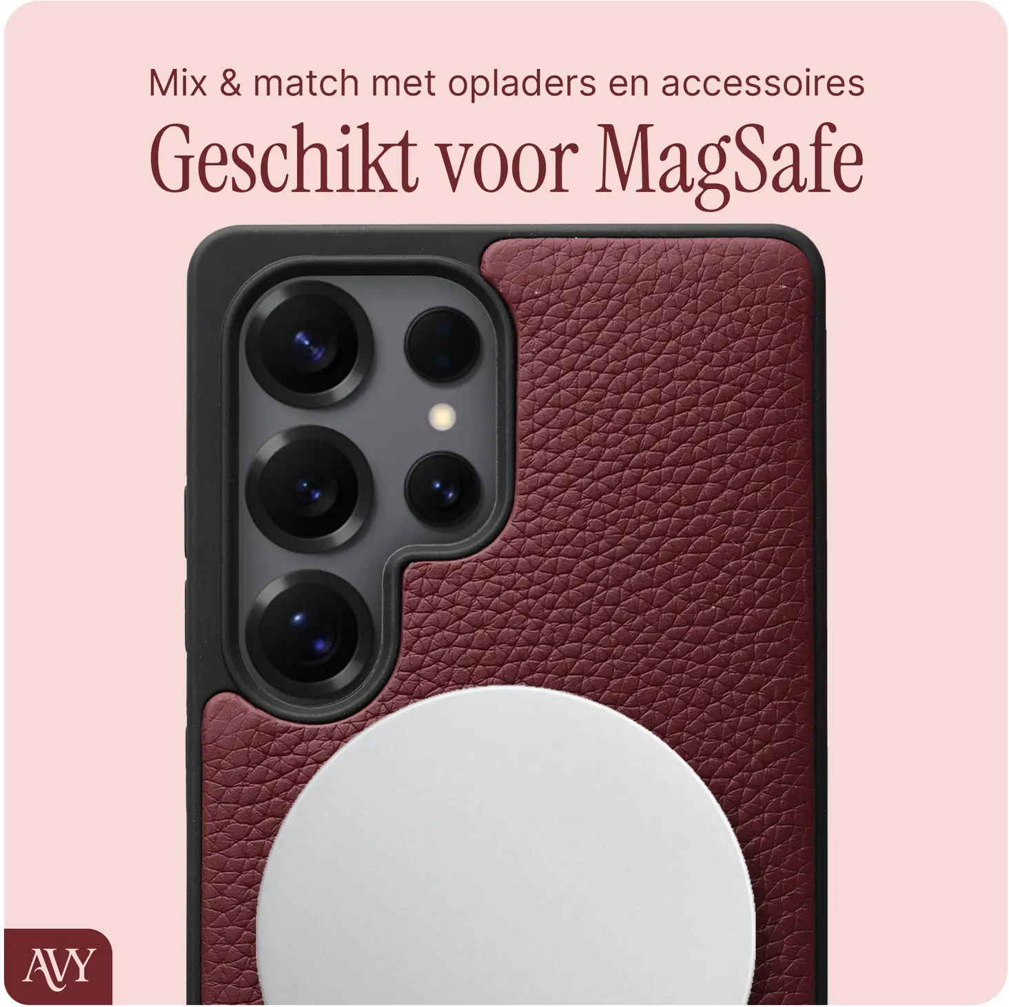 AVY Samsung Galaxy S25 Ultra - Essential Kit - Burgundy - Rocher Pink afbeelding 4