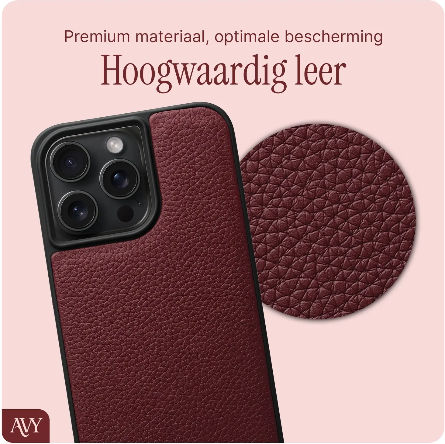 AVY Apple iPhone 15 Pro Max - Essential Kit - Burgundy - Rocher Pink afbeelding 4