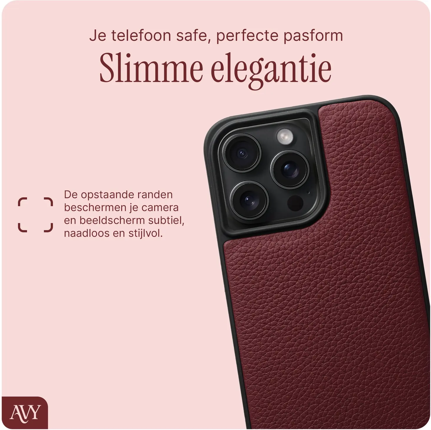 AVY Apple iPhone 14 Pro Max - Essential Kit - Burgundy - Rocher Pink afbeelding 8
