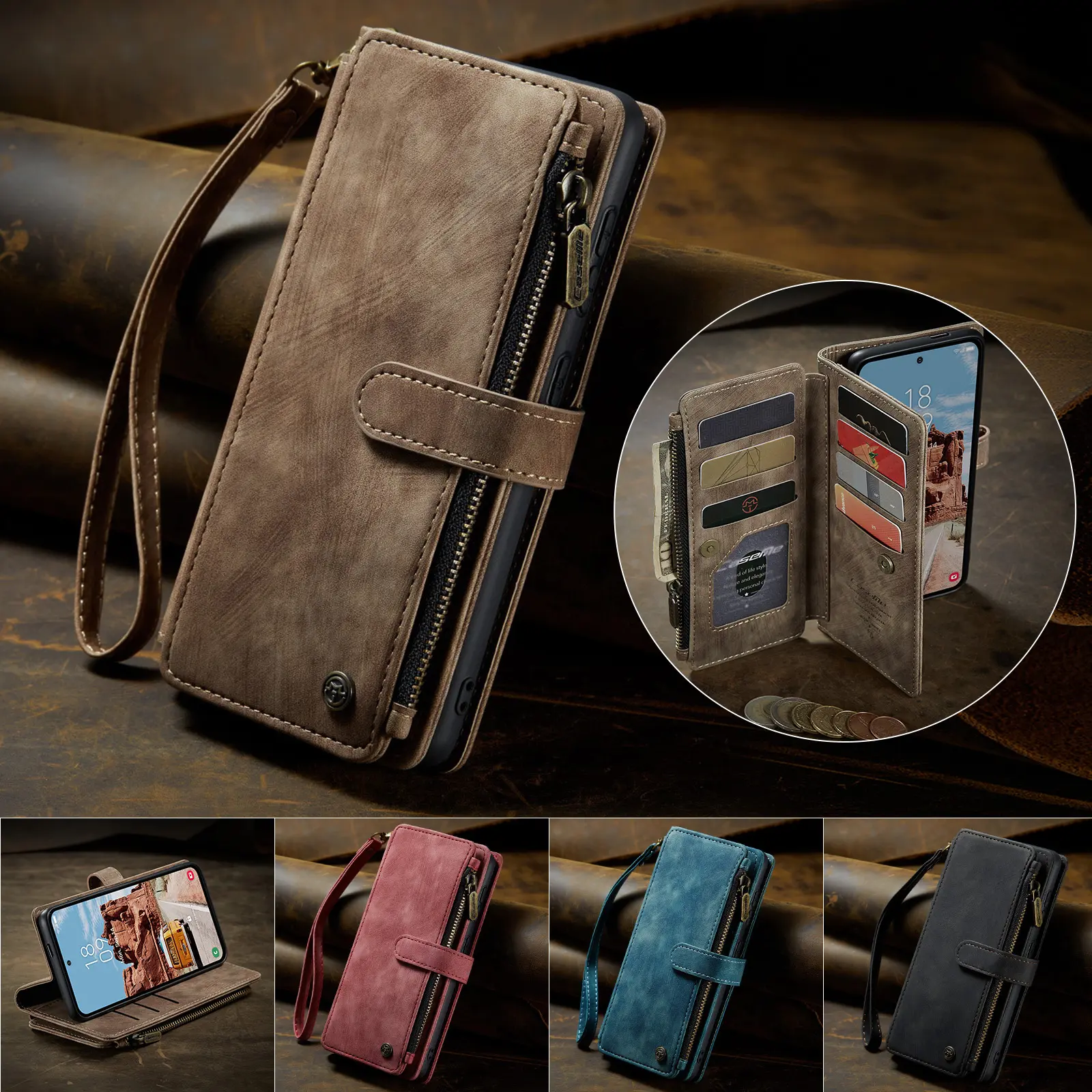 CaseMe C30 Samsung Galaxy S26 FE Hoesje Pasjeshouder Book Case Bruin afbeelding 9