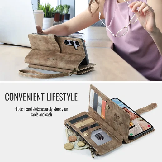 CaseMe C30 Samsung Galaxy S26 FE Hoesje Pasjeshouder Book Case Bruin afbeelding 8