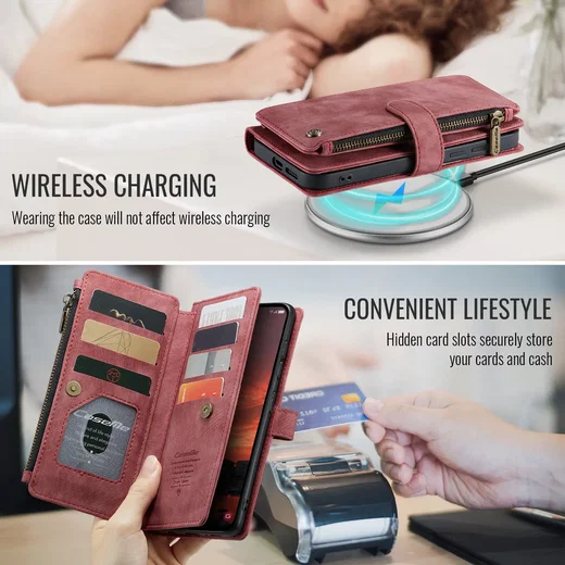 CaseMe C30 Samsung Galaxy S26 FE Hoesje Pasjeshouder Book Case Rood afbeelding 4