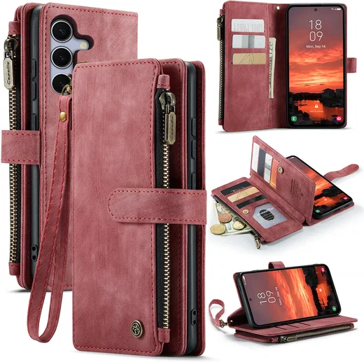 CaseMe C30 Samsung Galaxy S26 FE Hoesje Pasjeshouder Book Case Rood afbeelding 2