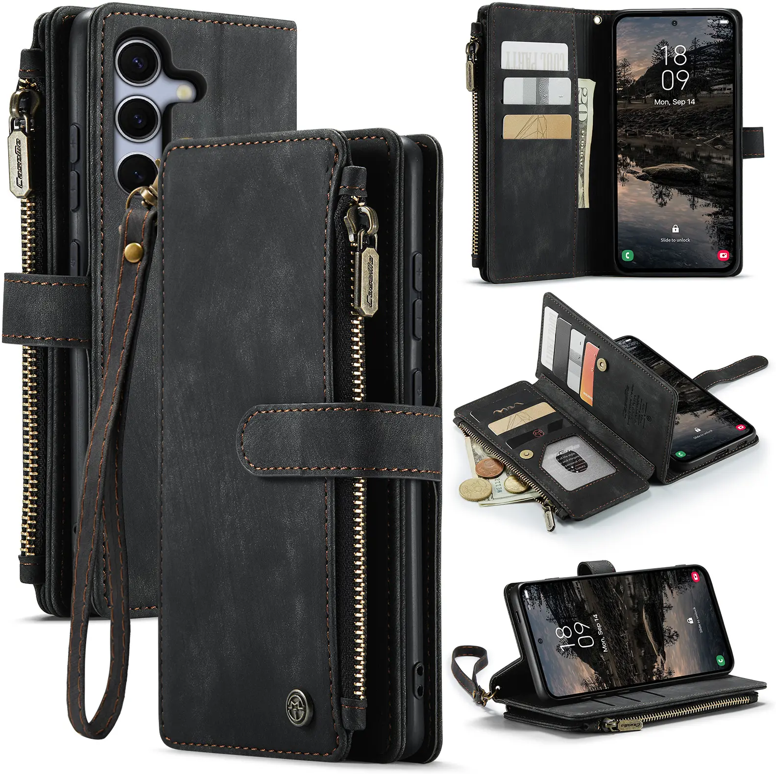 CaseMe C30 Samsung Galaxy S26 FE Hoesje Pasjeshouder Book Case Zwart afbeelding 2