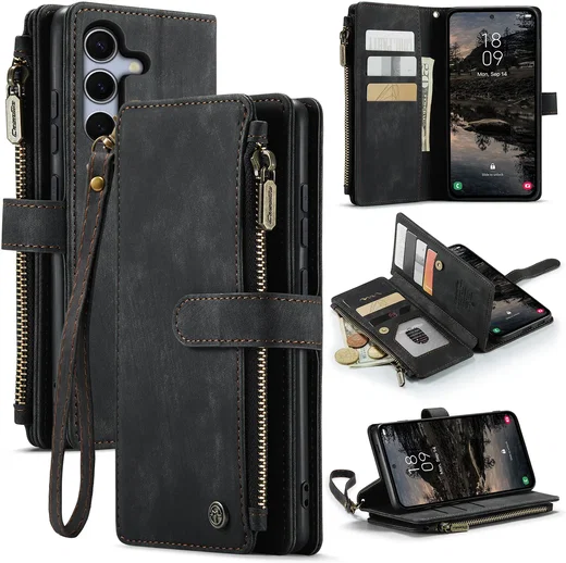 CaseMe C30 Samsung Galaxy S26 FE Hoesje Pasjeshouder Book Case Zwart afbeelding 2