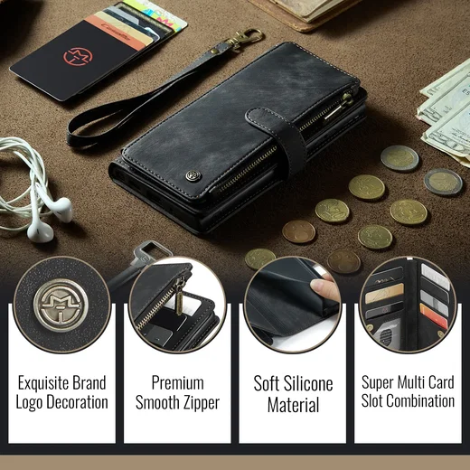 CaseMe C30 Samsung Galaxy S26 FE Hoesje Pasjeshouder Book Case Zwart afbeelding 5