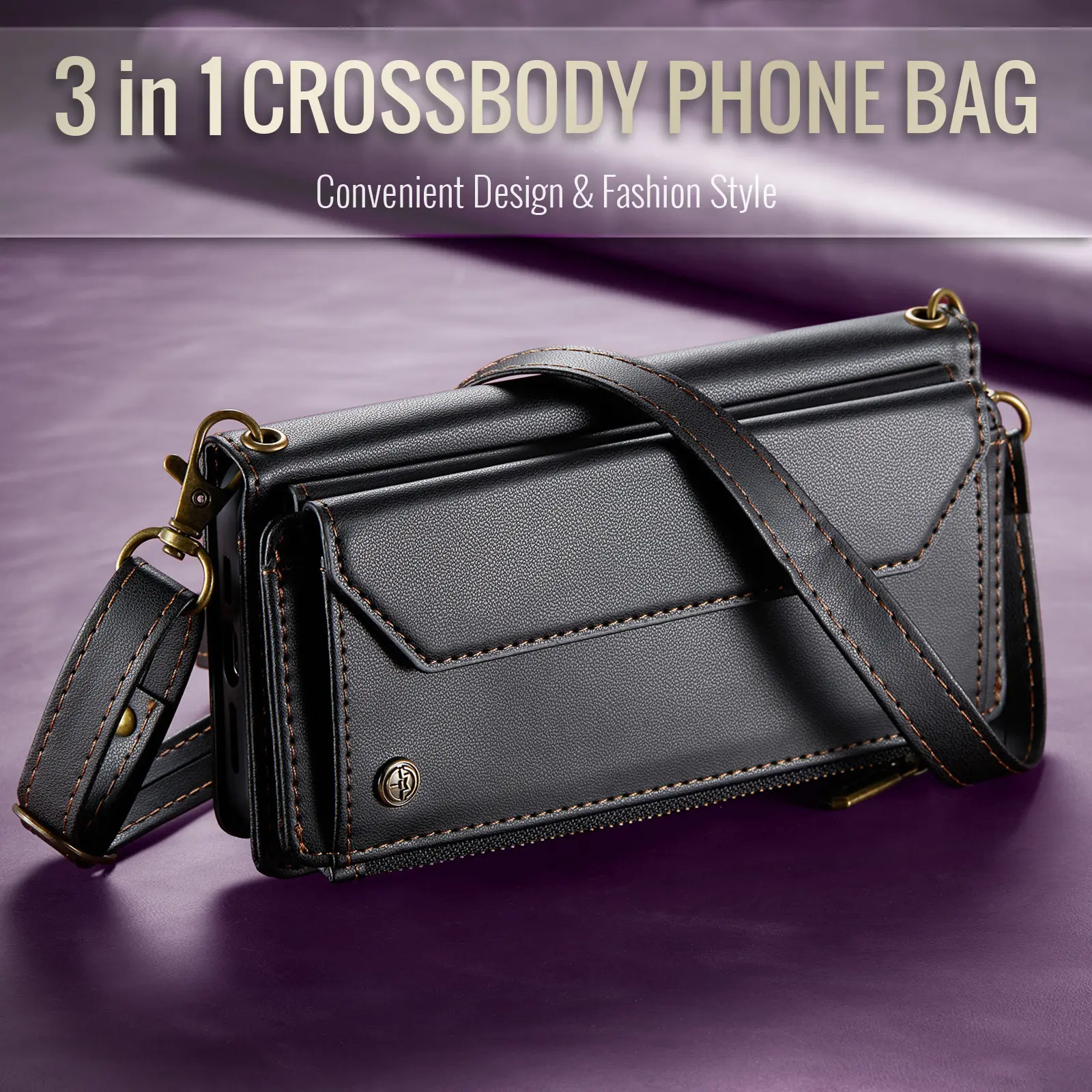 CaseMe C36 Samsung Galaxy S26 FE Hoesje Zipper Book Case Zwart afbeelding 11