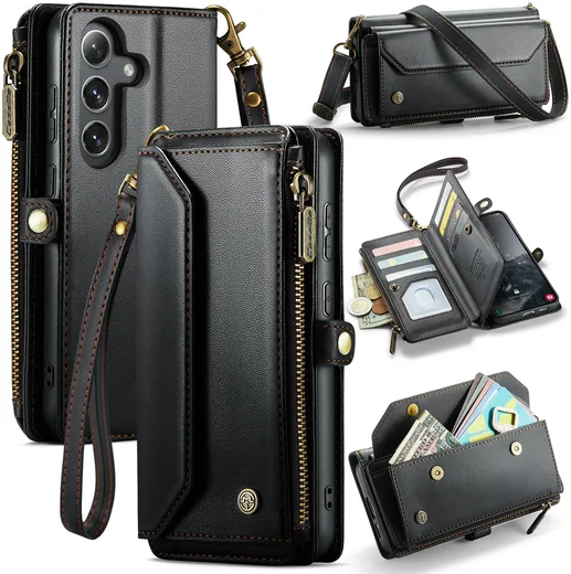 CaseMe C36 Samsung Galaxy S26 FE Hoesje Zipper Book Case Zwart afbeelding 1