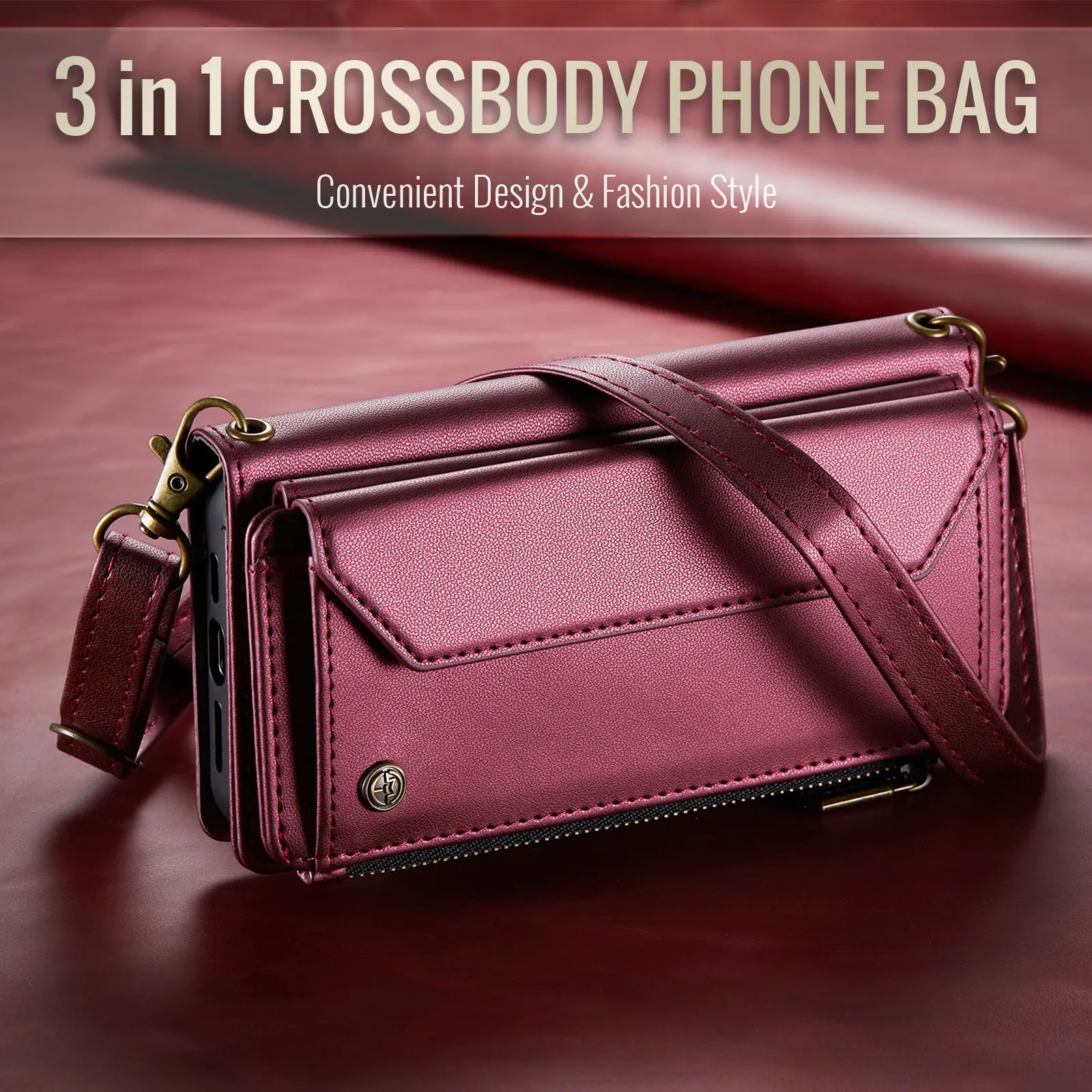 CaseMe C36 Samsung Galaxy S26 FE Hoesje Zipper Book Case Rood afbeelding 11
