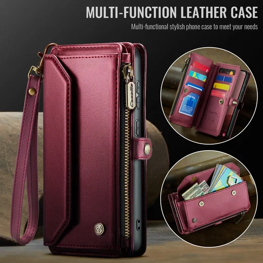 CaseMe C36 Samsung Galaxy S26 FE Hoesje Zipper Book Case Rood afbeelding 8
