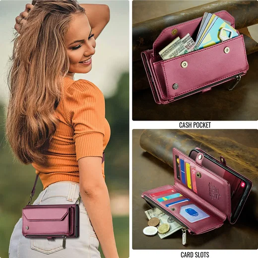 CaseMe C36 Samsung Galaxy S26 FE Hoesje Zipper Book Case Rood afbeelding 12