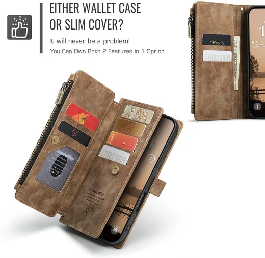 CaseMe C30 Apple iPhone 18 Pro Hoesje Pasjeshouder Book Case Bruin afbeelding 9