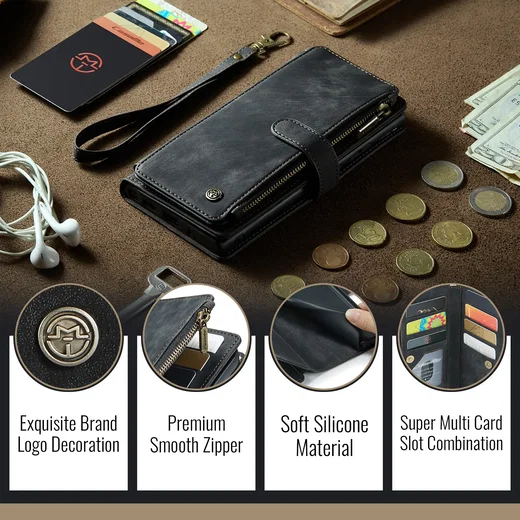 CaseMe C30 Apple iPhone 18 Pro Hoesje Pasjeshouder Book Case Zwart afbeelding 8