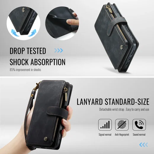 CaseMe C30 Apple iPhone 18 Pro Hoesje Pasjeshouder Book Case Zwart afbeelding 6