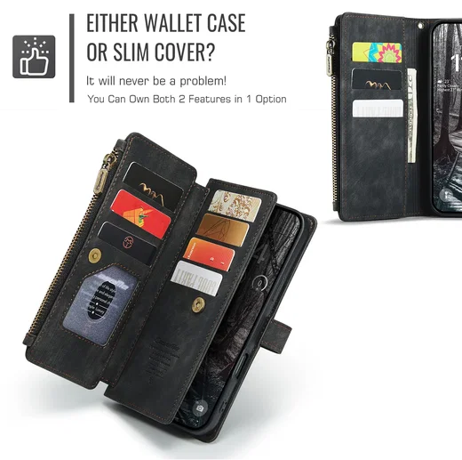 CaseMe C30 Apple iPhone 18 Pro Hoesje Pasjeshouder Book Case Zwart afbeelding 9