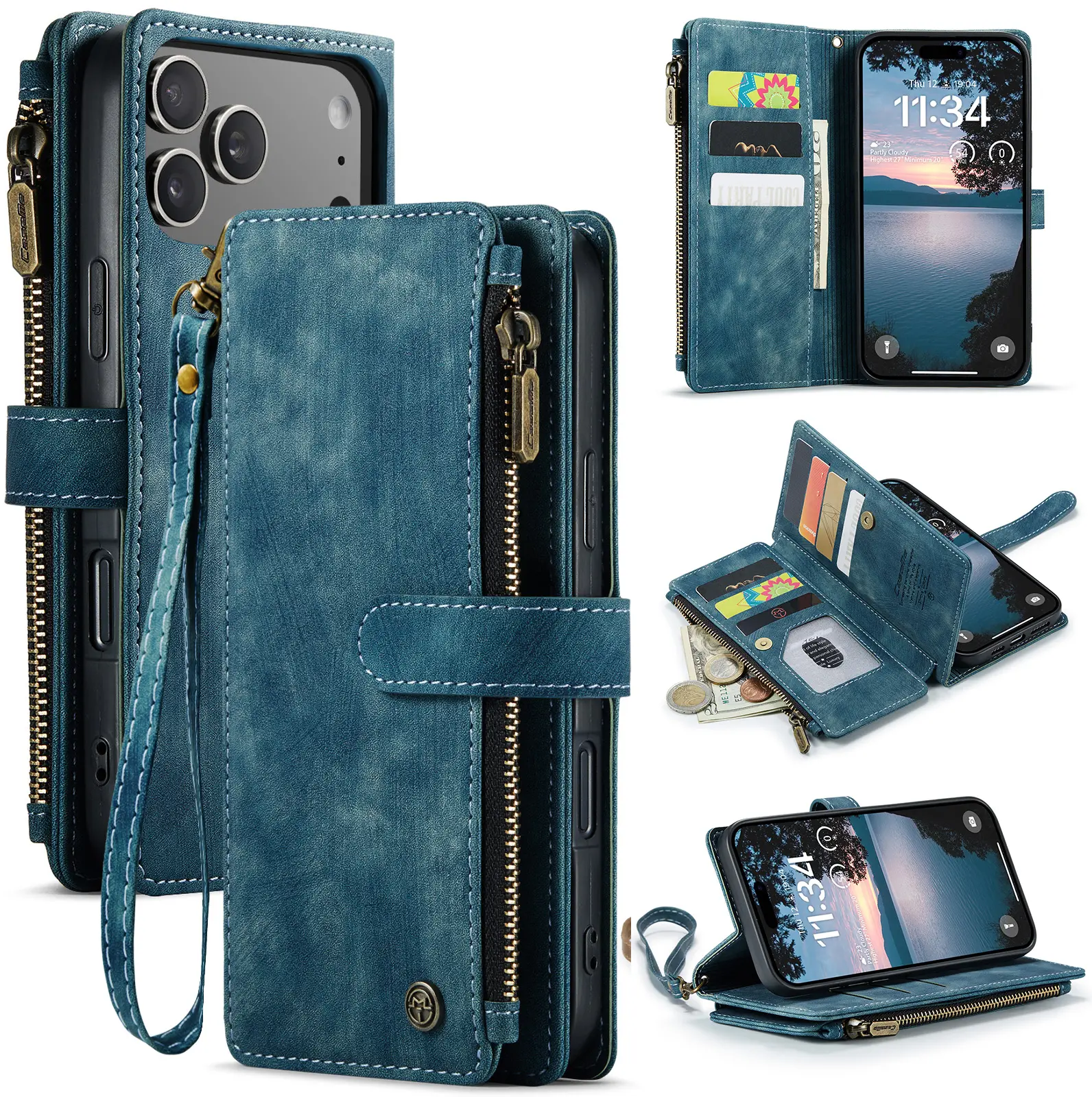 CaseMe C30 Apple iPhone 18 Pro Hoesje Pasjeshouder Book Case Blauw afbeelding 2