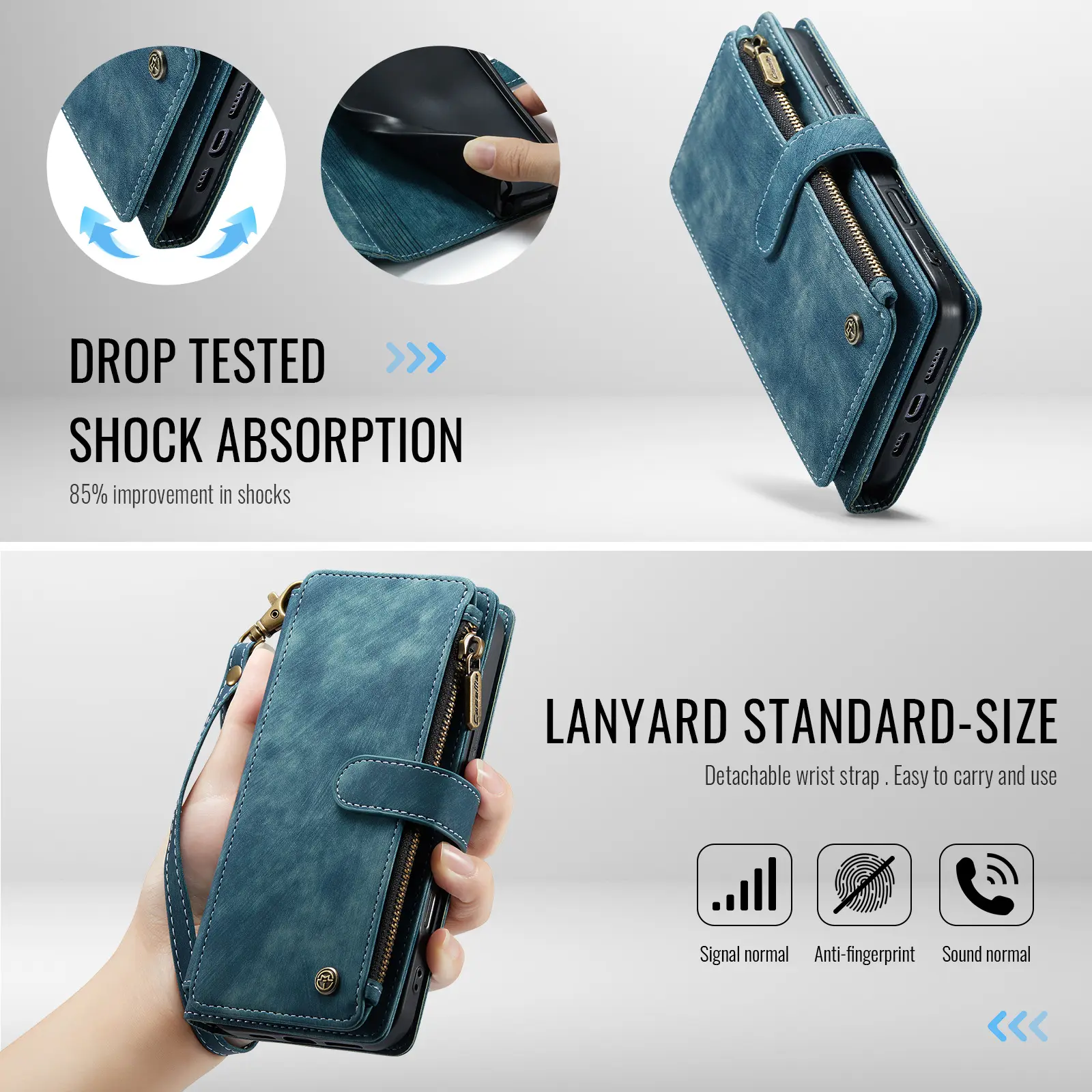 CaseMe C30 Apple iPhone 18 Pro Hoesje Pasjeshouder Book Case Blauw afbeelding 5