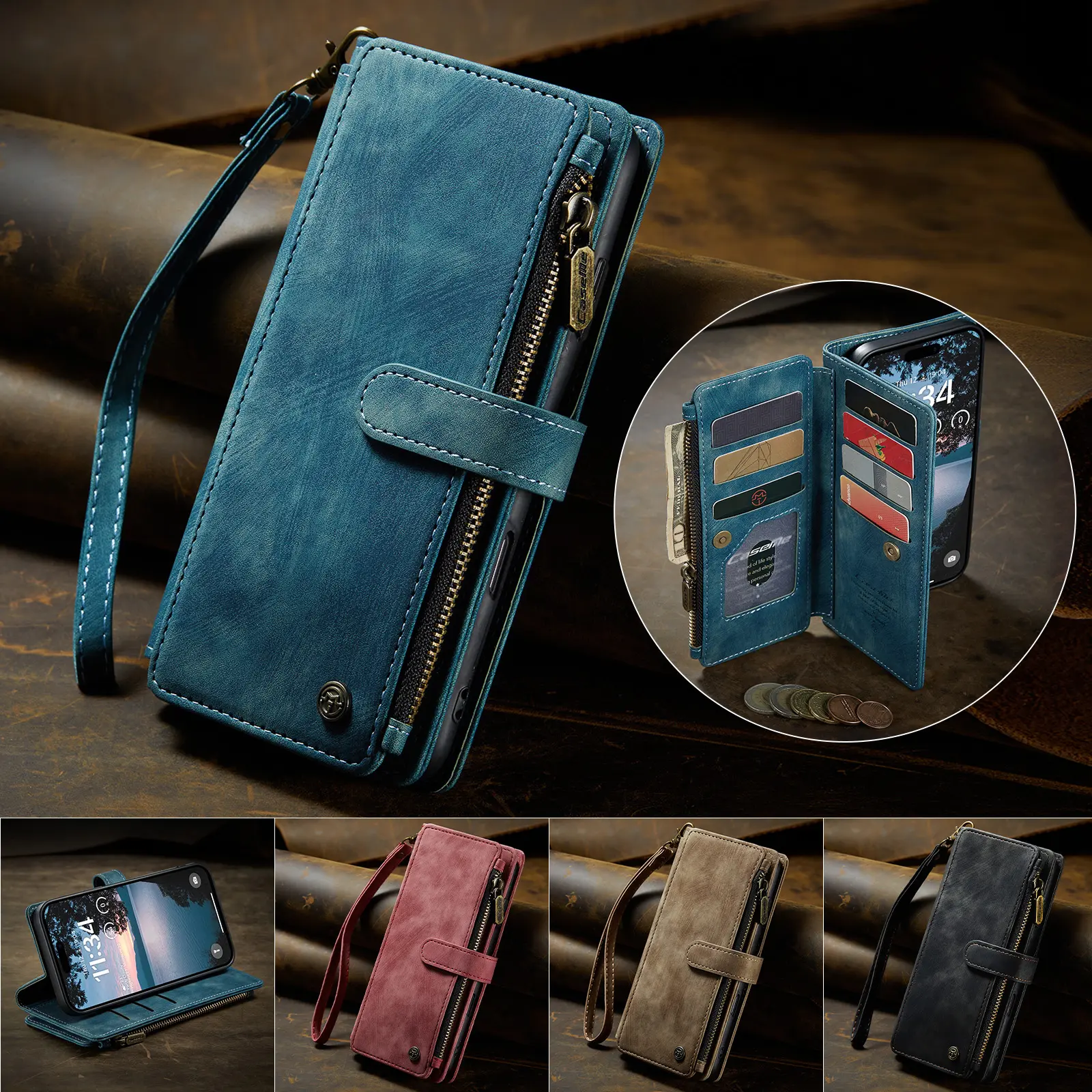 CaseMe C30 Apple iPhone 18 Pro Hoesje Pasjeshouder Book Case Blauw afbeelding 10
