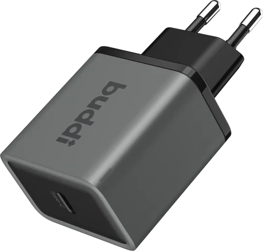 Buddi Power 25W Power Adapter Fast Charge GaN Technologie USB-C Snellader Grijs afbeelding 8