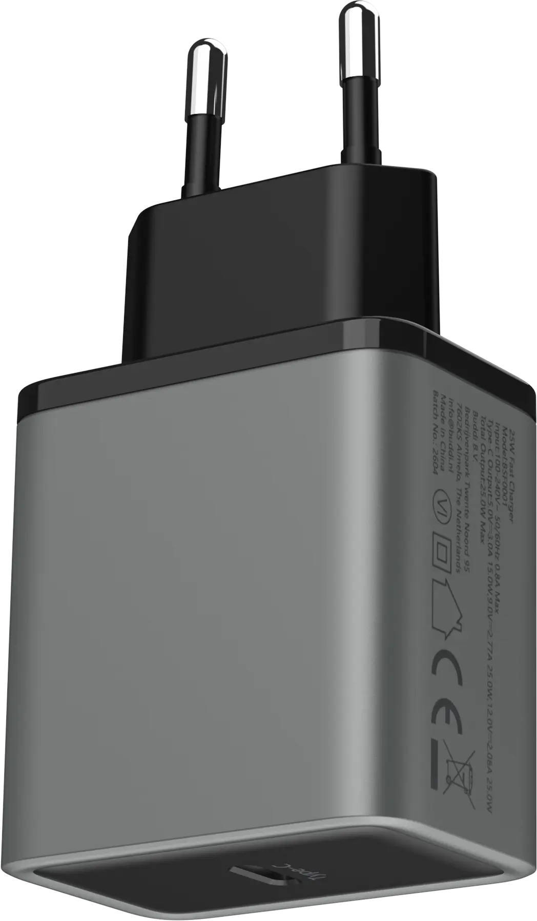 Buddi Power 45W Power Adapter Fast Charge GaN Technologie USB-C Snellader Grijs afbeelding 6