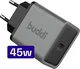 Buddi Power 45W Power Adapter Fast Charge GaN Technologie USB-C Snellader Grijs