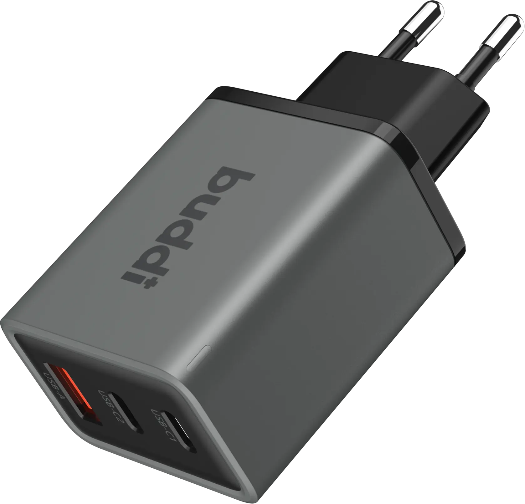 Buddi Power 65W Power Adapter Fast Charge GaN 2x USB-C + USB-A Snellader Grijs afbeelding 9