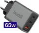 Buddi Power 65W Power Adapter Fast Charge GaN 2x USB-C + USB-A Snellader Grijs afbeelding 1