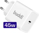 Buddi Power 45W Power Adapter Fast Charge GaN Technologie USB-C Snellader Wit