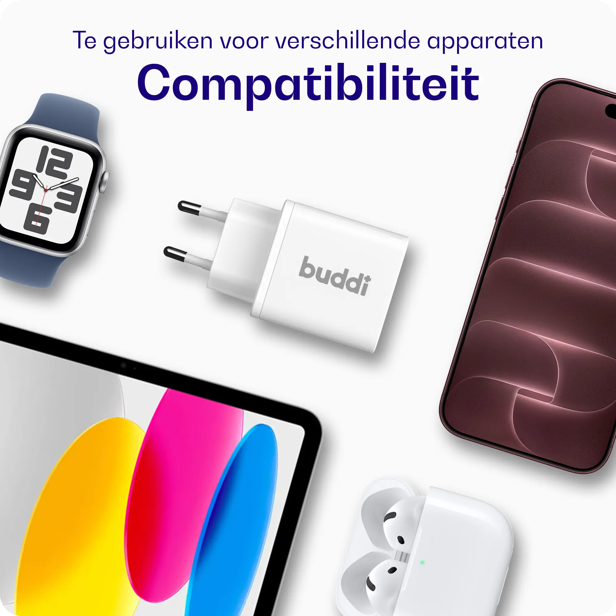 Buddi Power 45W Power Adapter Fast Charge GaN Technologie USB-C Snellader Wit afbeelding 4