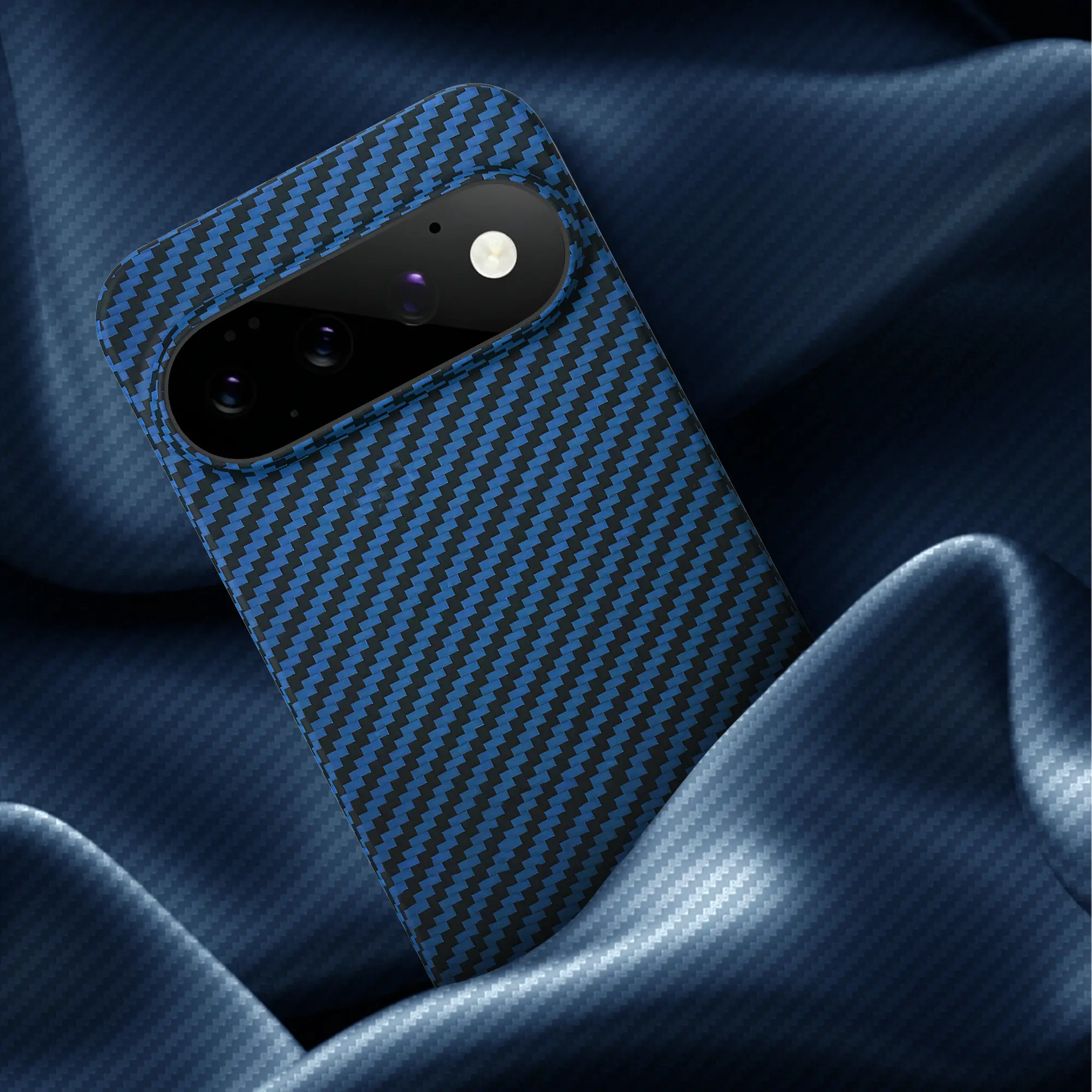 NEKIT Fiber Google Pixel 11 Hoesje MagSafe / Qi2 Kevlar Back Cover Dun Blauw afbeelding 7