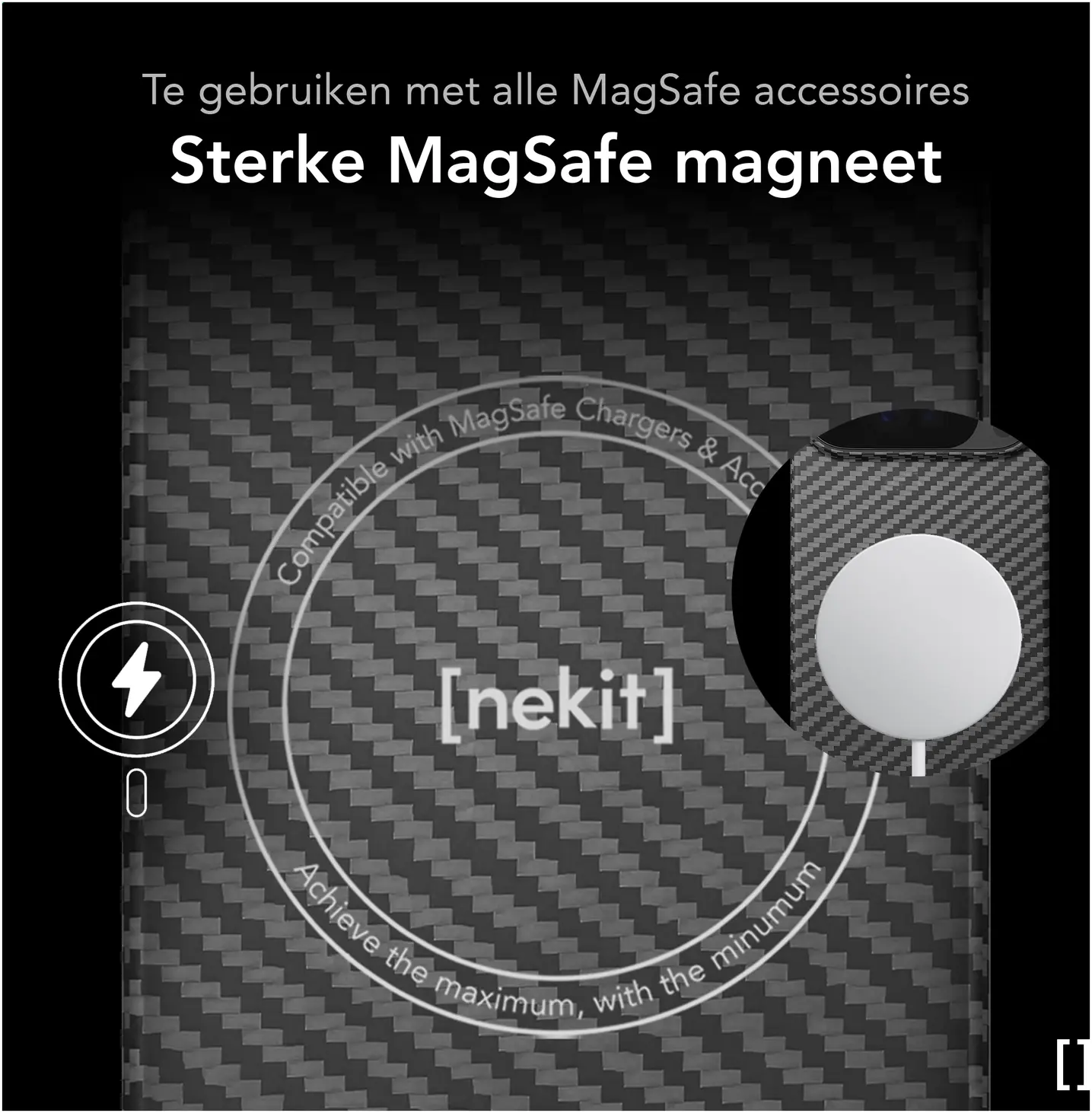 NEKIT Fiber Google Pixel 11 Hoesje MagSafe / Qi2 Kevlar Back Cover Dun Zwart afbeelding 6