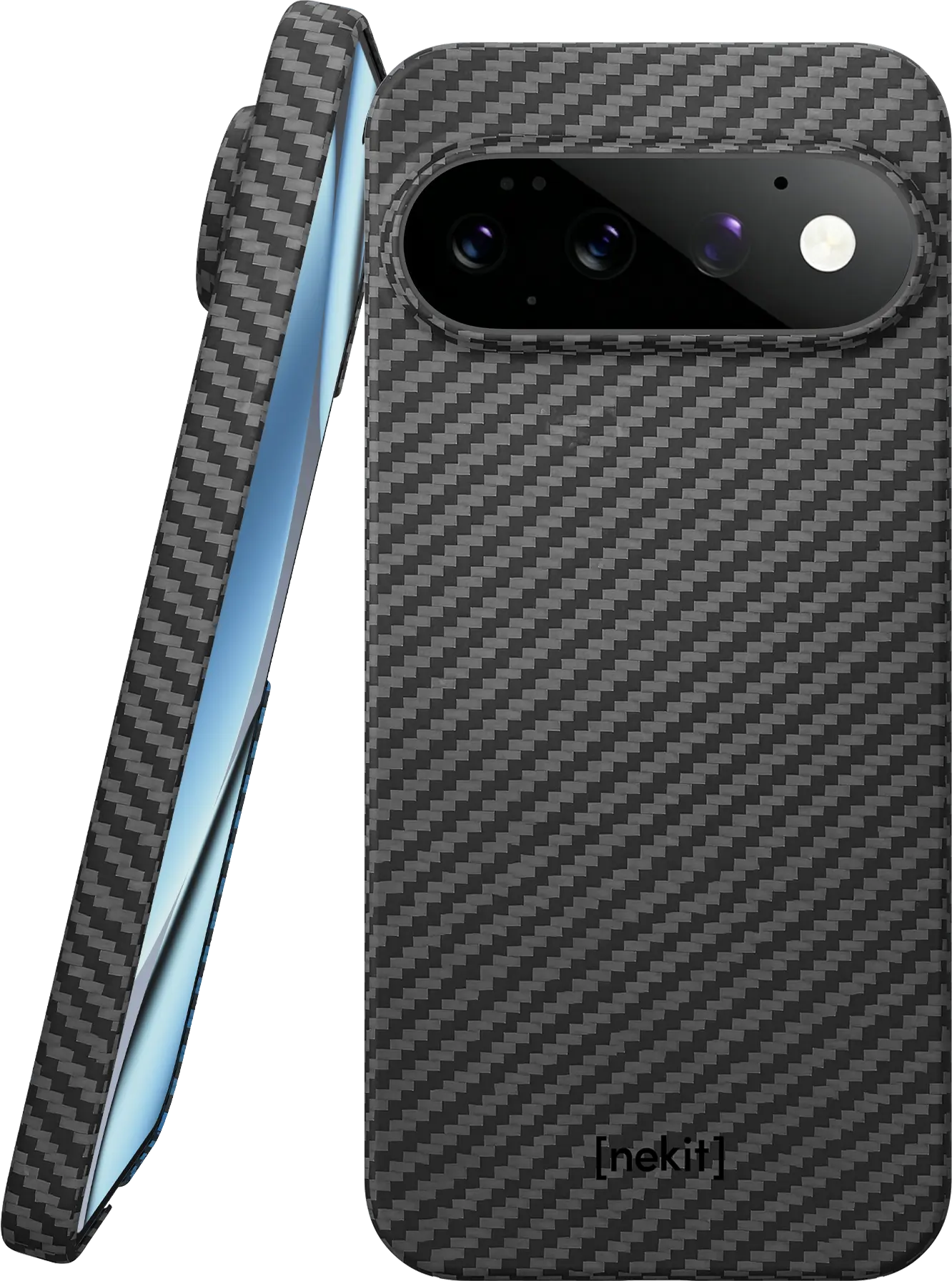 NEKIT Fiber Google Pixel 11 Hoesje MagSafe / Qi2 Kevlar Back Cover Dun Zwart afbeelding 1