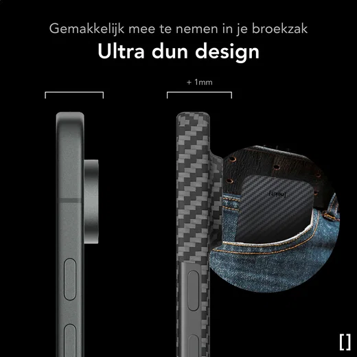 NEKIT Fiber Google Pixel 11 Pro Hoesje MagSafe / Qi2 Kevlar Back Cover Dun Zwart afbeelding 4
