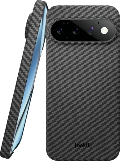 NEKIT Fiber Google Pixel 11 Pro Hoesje MagSafe / Qi2 Kevlar Back Cover Dun Zwart afbeelding 1