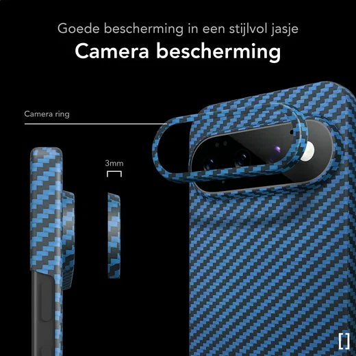 NEKIT Fiber Google Pixel 11 Pro Hoesje MagSafe / Qi2 Kevlar Back Cover Dun Blauw afbeelding 2