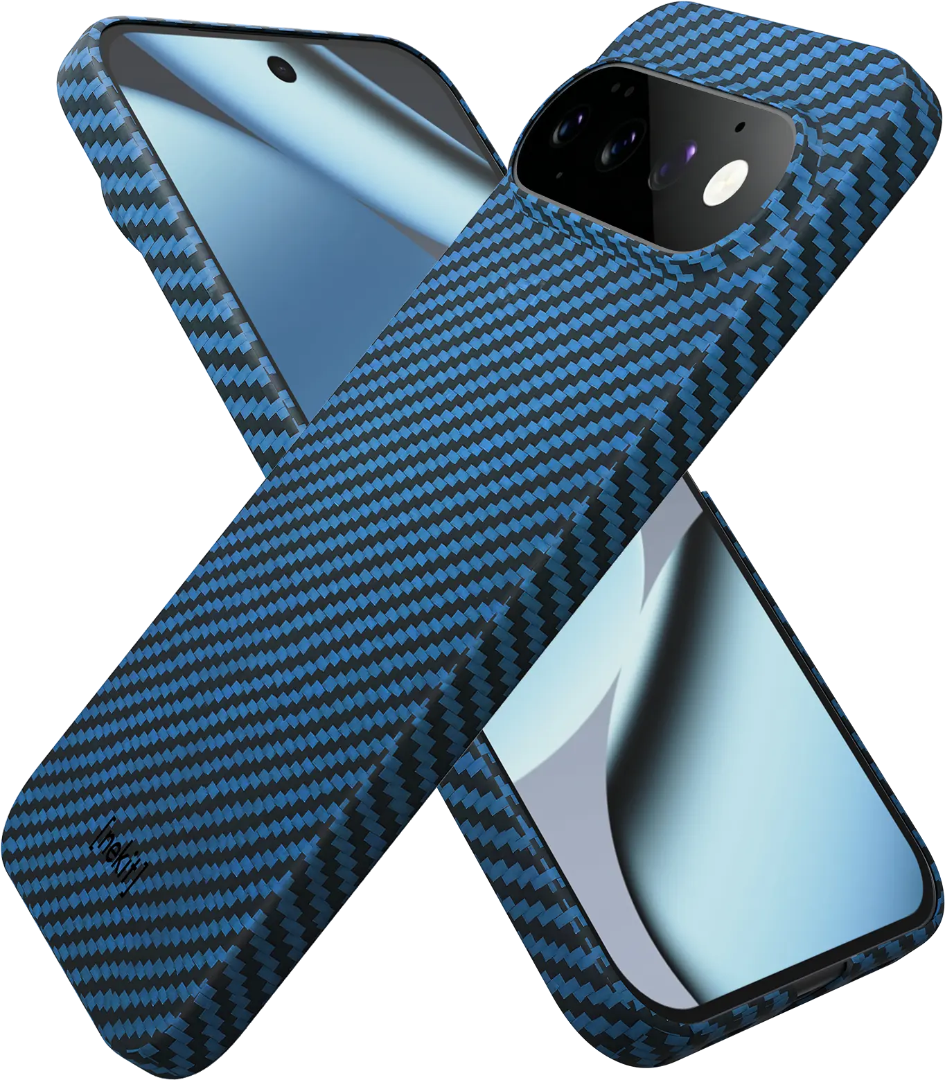 NEKIT Fiber Google Pixel 11 Pro Hoesje MagSafe / Qi2 Kevlar Back Cover Dun Blauw afbeelding 15