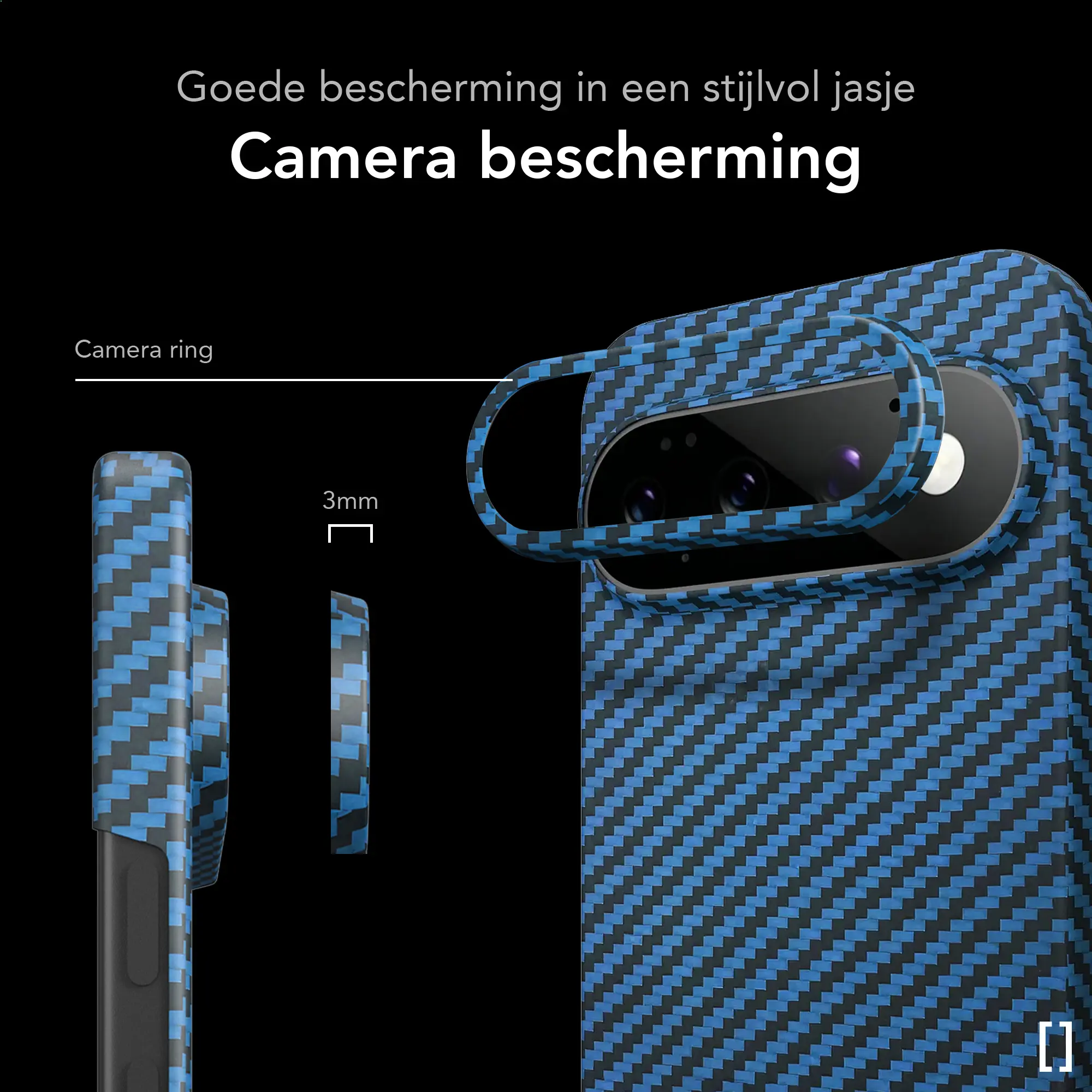 NEKIT Fiber Google Pixel 11 Pro XL Hoesje MagSafe / Qi2 Kevlar Back Cover Blauw afbeelding 2