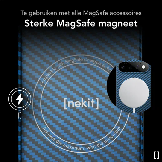 NEKIT Fiber Google Pixel 11 Pro XL Hoesje MagSafe / Qi2 Kevlar Back Cover Blauw afbeelding 5