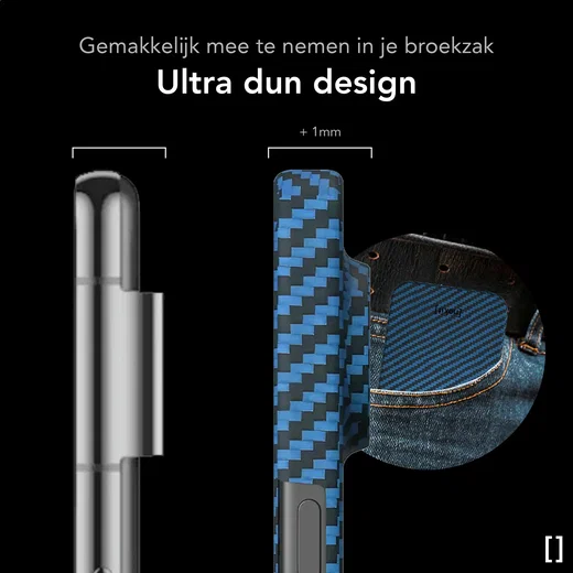NEKIT Fiber Google Pixel 11 Pro XL Hoesje MagSafe / Qi2 Kevlar Back Cover Blauw afbeelding 3
