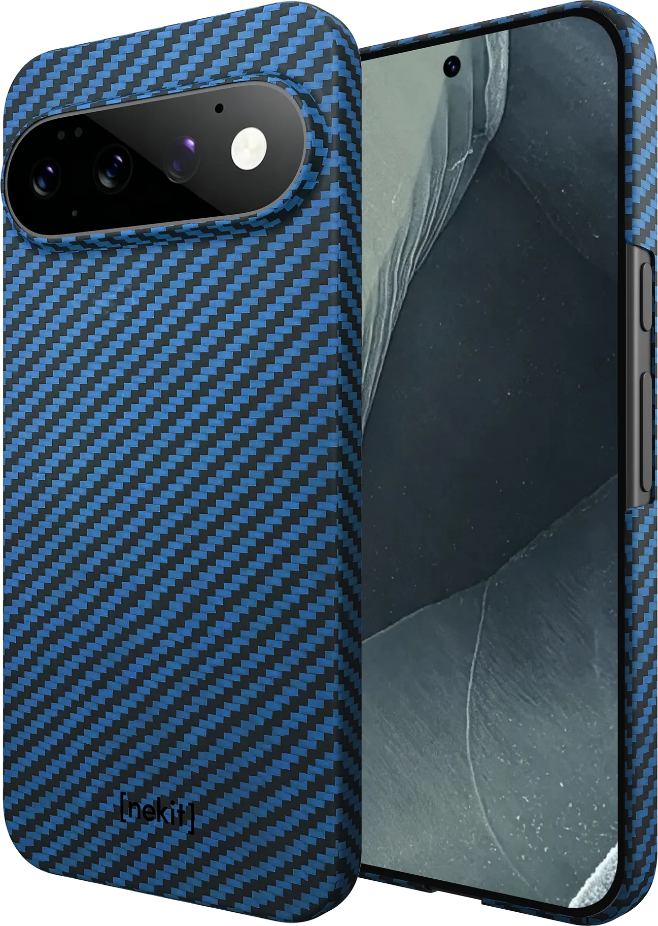 NEKIT Fiber Google Pixel 11 Pro XL Hoesje MagSafe / Qi2 Kevlar Back Cover Blauw afbeelding 12
