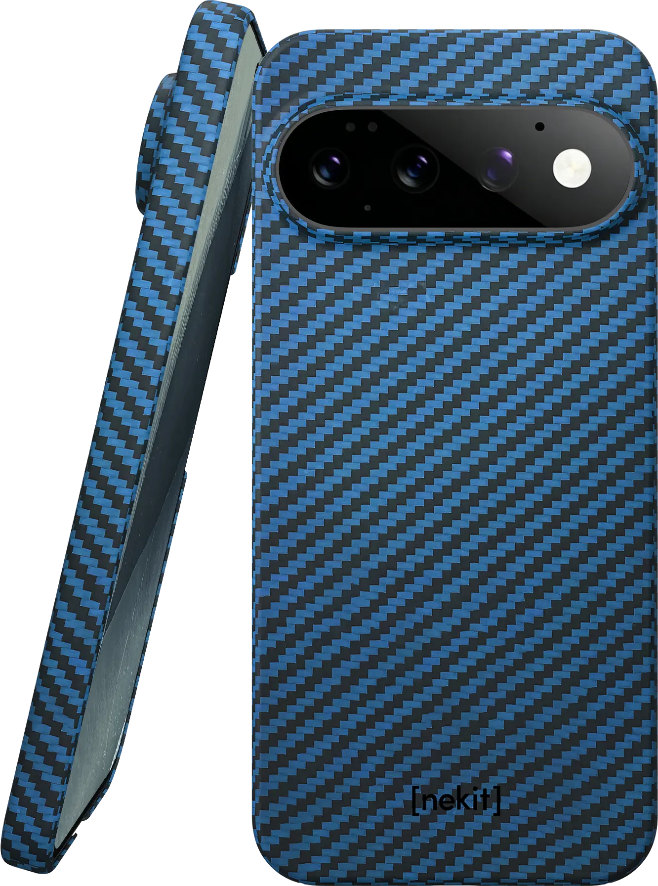 NEKIT Fiber Google Pixel 11 Pro XL Hoesje MagSafe / Qi2 Kevlar Back Cover Blauw afbeelding 1