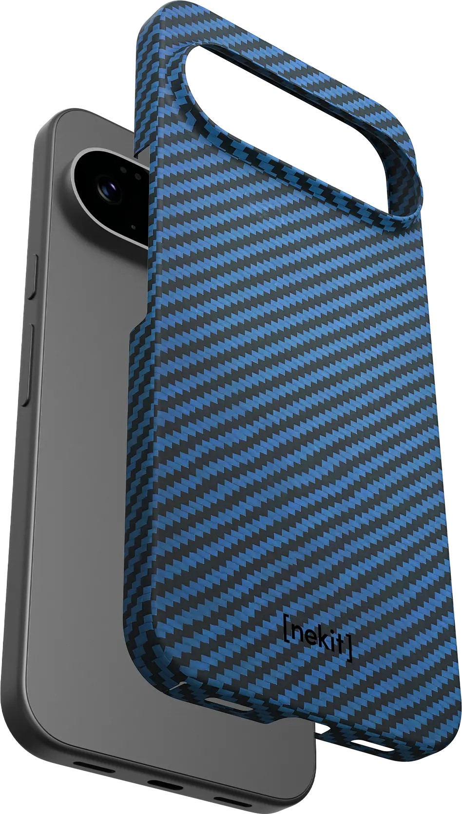 NEKIT Fiber Google Pixel 11 Pro XL Hoesje MagSafe / Qi2 Kevlar Back Cover Blauw afbeelding 17