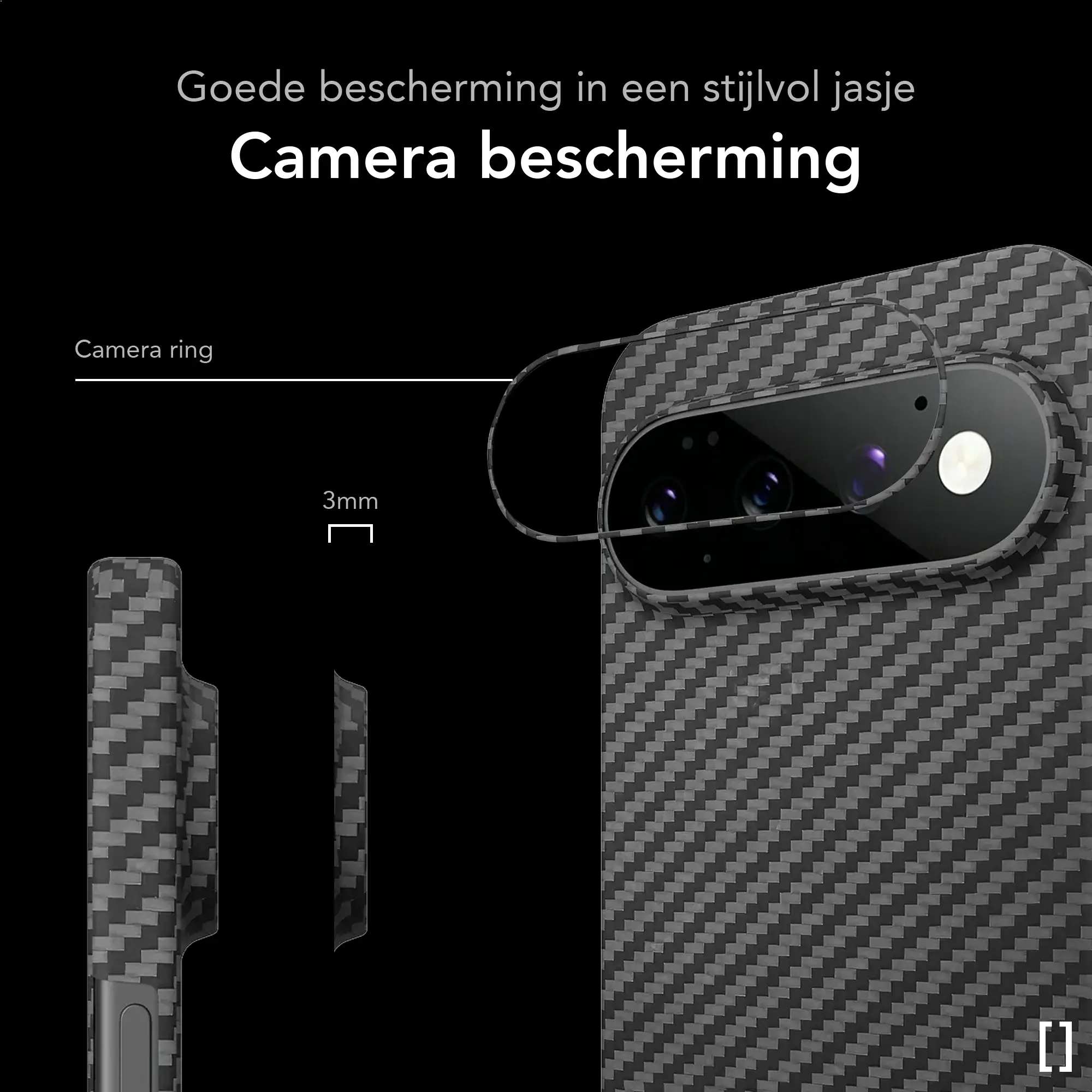 NEKIT Fiber Google Pixel 11 Pro XL Hoesje MagSafe / Qi2 Kevlar Back Cover Zwart afbeelding 2