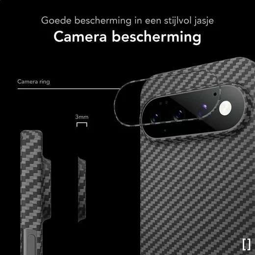 NEKIT Fiber Google Pixel 11 Pro XL Hoesje MagSafe / Qi2 Kevlar Back Cover Zwart afbeelding 2