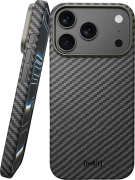 NEKIT Fiber Apple iPhone 18 Pro Hoesje MagSafe / Qi2 Kevlar Back Cover Dun Zwart