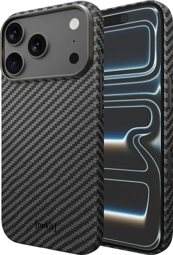 NEKIT Fiber Apple iPhone 18 Pro Hoesje MagSafe / Qi2 Kevlar Back Cover Dun Zwart afbeelding 2